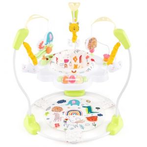 COSTWAY Aire d'éveil à Rebonds Bébé Forêt et Animaux avec 3 Hauteurs Réglables & 9 Jouets, Jumperoo Jungle Trotteur Bébé avec Musique & Lumière, Siège Rotatif 360°pour Bébé de 6 Mois+ (FDS GmbH, neuf)
