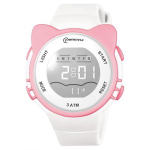 OFFCUP Montre Enfant, LED Montre-Bracelet pour Enfant, Montre Digitale Etanche &agrave; 30m, Montre Enfant Num&eacute;riqueavec Silicone, Oreilles Montres pour Tout-Petits pour 3-11 Fille et Gar&ccedil;ons (Blanc) (HOOCHE, neuf)