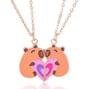 OIXEYA Lot de 2 Capybara amiti&eacute; collier, Capibara colliers d'amiti&eacute; pour 2 filles, Collier meilleur ami BFF coeur mains colliers assortis, pendentif Capybara (DINODANUBE TRADING, neuf)