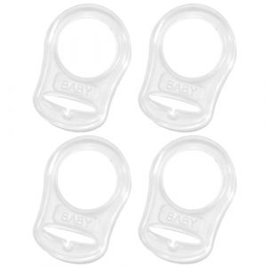 Bitone 4 Pcs Silicone Bouton Anneau, Anneau en Silicone Adaptateur,Adaptateur de Sucette T&eacute;tine,Adaptateur Attache de Silicone Bouton Anneau Transparent Attache (ZZHONGFN12, neuf)