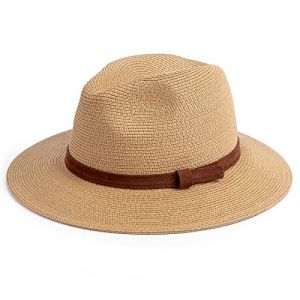 DRESHOW Femme Homme Chapeau de Paille Panama Chapeau Été Large Bord Chapeau de Soleil Anti-UV pour Plage Voyage Chapeau de Soleil (Dreshow, neuf)