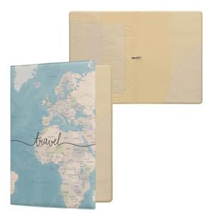 kwmobile Porte-Passeport Voyage - &Eacute;tui &agrave; Rabat avec Fermeture &Eacute;lastique - Prot&egrave;ge-Passeport ou Carte d'Identit&eacute; - Noir-Beige-Bleu (SX-Commerce, neuf)