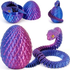 Joycabin Jouet Serpent imprim&eacute; en 3D, &oelig;ufs de Dragon, &oelig;ufs de Serpent, &oelig;ufs de Serpent de P&acirc;ques, Animaux imprim&eacute;s en 3D, Jouets pour Enfants, Cadeaux de Bureau (Bleu Violet) (XINYI-EU, neuf)