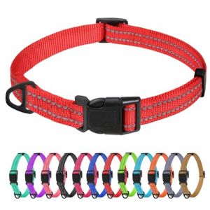 TagME Collier pour Chien, Collier en Nylon Réfléchissant Réglable Classique Convient pour Chiot, Rouge, 1.5cm Largeur (MZANshop, neuf)