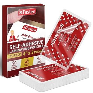 XFasten Lot de 25 pochettes de plastification auto-adhésives pour cartes de visite, format carte de visite, 9,5 mm (Apipema EU, neuf)