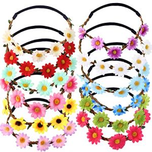 Couronne de fleurs Bandeau,Bandeau &agrave; Cheveux en Ruban &eacute;lastique Bandeau Garland Fleur Bandeau Multicolore Dame Boh&ecirc;me Floral Serre-t&ecirc;te Cheveux de Mariage pour Fille Femme Mariage F&ecirc;te (RCSMYXGS, neuf)