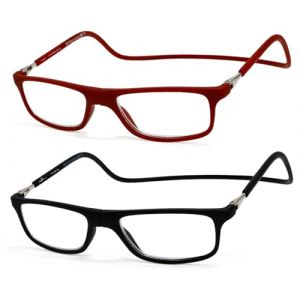 NEW VISION Lunettes 2 pack, Lunettes Loupe, Lunettes De Lecture Magn&eacute;tique, Longueur R&eacute;Glable Lunette De Lecture Homme Femme, NV2904 (C8+C6, 2.5, x) (New Vision Milano, neuf)