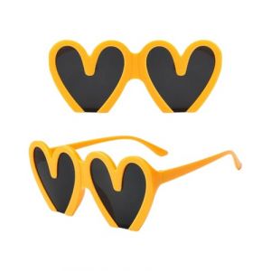 TPZORJX 1 paire de lunettes de soleil en forme de c&oelig;ur multicolores, lunettes de soleil en forme de c&oelig;ur, lunettes de soleil surdimensionn&eacute;es &agrave; la mode, lunettes pour femmes, jaune, grand bord orange (Sunlaxy OU, neuf)