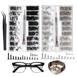 Lot de 2 bo&icirc;tes de mini vis pour horloger, lunettes et PC, kit de r&eacute;paration de lunettes pour disque dur, ordinateur, lap et ordinateur portable, petit assortiment de vis avec tournevis et pince (YYBYEU, neuf)