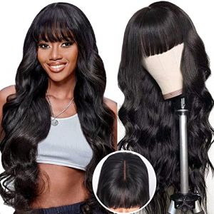 Junemet 30 Pouces Perruque Cheveux Humain Frange 2x4 Lace Perruque Sans Colle Cheveux Humain Glueless Perruque Frange femme Naturelle Brésilien Body Wave Lace Wig Human Hair Couleur Naturelle (Ruiyu Hair Store, neuf)