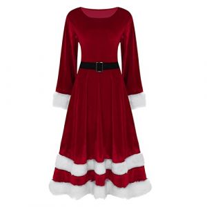 Robe Noel Femme Mi Longue Robe de Soiree Femme Chic et Glamour Robes de Noël Nouvel an Chic et Elegant Robes de Soirée Cocktail Fete Réveillon Grande Taille Dress Hiver Rouge Or Noire Dress Mere Noel (Sunliney, neuf)