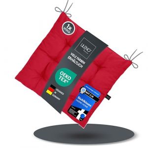 LILENO HOME 1 coussin de chaise 27 rouge (40 x 40 x 6 cm) &ndash; Coussin d'assise pour jardin, cuisine ou salle &agrave; manger &ndash; R&eacute;sistant aux UV pour l'int&eacute;rieur et l'ext&eacute;rieur (Linda FUM) (Discount-Deal24, neuf)