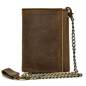 newsbirds Portefeuille Biker Homme en Cuir de Vachette véritable avec chaîne en métal, Petit Portefeuille pour Homme et Porte-Cartes Poche en espece Classique Porte Feuille, 6006 Brun (Shopping-for-Fun-UK, neuf)