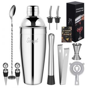 Sosayet Shaker Cocktail Kit, 750ML Shaker INOX Professionnel avec Doseur et Accessoires, Kit Barman pour Gin, Mojito, Martini, Cadeau pour Femme et Homme (MASSA JACOPO  S.R.L., neuf)