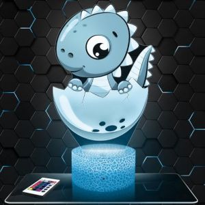 Lampephoto.fr - Lampe 3D Dinosaure Enfant Œuf, Idée Cadeau pour Enfants, Veilleuse Tactile Led Illusion, Effet Hologramme 3D, Idée Cadeau Noël Anniversaire Garçon et Fille, Décoration Chambre (CS LASER, neuf)