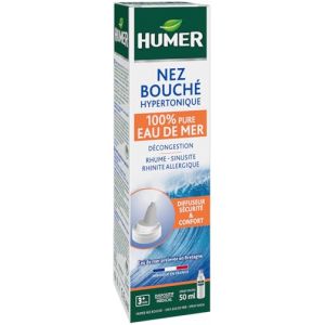 Humer - Spray Nez bouch&eacute; Adulte/Femme enceinte - 100% eau de mer - D&eacute;congestionne le nez - 50ml (Parapharmacie Centrale, neuf)