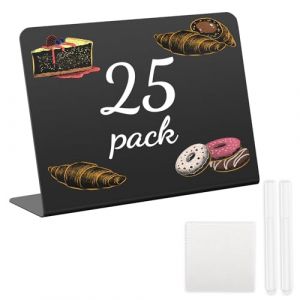 Auauraintt Mini Tableau Noir, 25 Pièces Mini Panneau D'affichage, Tableau Noir pour éCrire des éTiquettes Prix et Panneaux Buffet, Mini Ardoise Plastique pour Buffet Mariage Boulangerie Fêtes (Au_Rain Store, neuf)