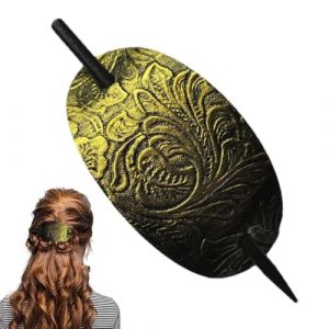 manhegari Barrette à cheveux avec barre, barrettes à cheveux en cuir, avec tige, ovale, support de queue de cheval, porte-, épingles à cheveux, accessoires de cheveux pour femmes et filles (yaliuzm, neuf)