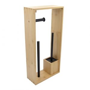 Box and beyond - Porte-Papier Toilette Brosse WC - 26,5 x 12 x 56,5 cm - Bambou Naturel et Noir - Toilettes, WC, Salle de Bain - Style Naturel (Equipstore CR&Eacute;ATION, neuf)