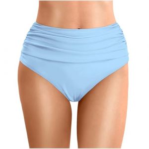 Bas de Maillot de Bain Femme Bandeau Bikini Culotte Taille Haute Short de Bain Ventre Plat Bas de Maillots Shorty (goodups, neuf)