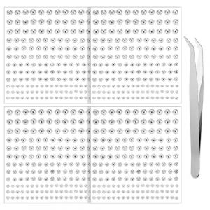 Lot de 4 feuilles de bijoux pour le visage et les l&egrave;vres - 660 pi&egrave;ces - Faux piercing de nez - Nez - Boucles d'oreilles Y2k - Faux piercing pour sourcils - Avec pince &agrave; &eacute;piler - Pour femmes et hommes (After this rain, neuf)