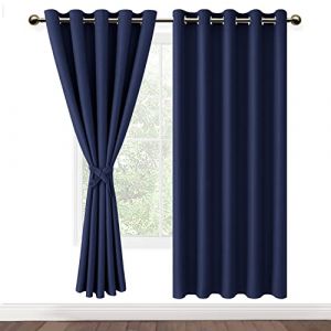 DWCN 2 Pi&egrave;ces Rideaux Occultant Thermiques &agrave; Oeillets, Rideau Thermique Isolant Anti Froid et Chaleur pour Chambre des Gar&ccedil;ons, 167x183 CM (Largeur x Hauteur), Bleu Marine (DWCN EU, neuf)