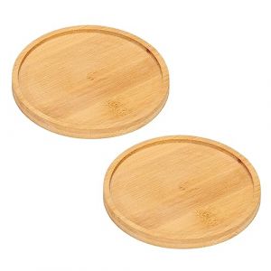 Gativs Plateau de Service en Bambou 2 Pièce Plateau en Bambou 10cm Rond Soucoupe Bambou Plante Rond Soucoupe Pot de Fleur Plateau Rond en Bois Plateau de Service en Bois Plateau en Bois pour Pots (Gativs, neuf)