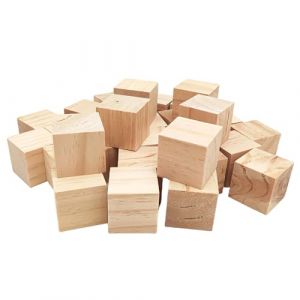 Cube en Bois (Lot de 30) - Petits Cubes en Bois Brut 4 x 4 x 4 cm - Cubes Bois de Pin Naturel -Cube Bois Bricolage, Loisirs Créatifs, Tampons (Anktily, neuf)