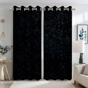 Ttincceer Rideaux occultants Nuit étoilée pour Chambre Bleu foncé Univers Spatial Galaxie étoiles Rideaux de fenêtre Rideaux pour garçons Enfants décor de Salon 140x245cm (Zhanghaostore, neuf)
