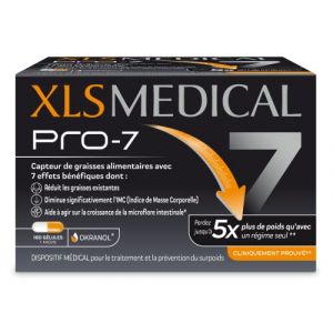 XL-S Medical PRO-7 - G&eacute;lules pour une aide &agrave; la perte de poids - 7 b&eacute;n&eacute;fices (1) (2) - Perdez jusqu'&agrave; 5x plus de poids qu'avec un r&eacute;gime seul (1) - 180 g&eacute;lules pour 1 mois (SAGEO MT - FR, neuf)