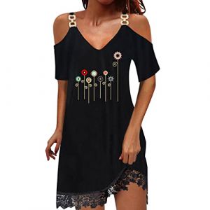WVONIF Robe Legere Femme été Fluide Longue Robe Blanche Col en V Ete Pas Cher Grande Taille Robe Rétro Maxi Robe Lâche Imprimé Florales Bohème Ete Mi-Longue Dress Cotton en Line Robe Robe Robe (BAULMD（90% Big Promotion Without Discount Code ）, neuf)
