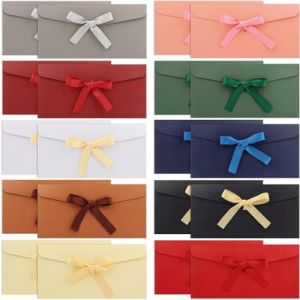 WUBAYI Lot de 20 enveloppes color&eacute;es avec rubans, enveloppes en papier kraft vintage (22 x 11 cm) pour invitations faites &agrave; la main, cartes de mariage ou de vacances (10 couleurs) (shiyushunxiangkeji, neuf)