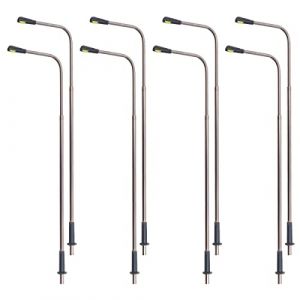 WANGCL Lot de 8 lampadaires LED en métal à tête unique pour modélisme de train (WANGCL EU, neuf)