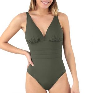 Janine Robin Bassin d'Arcachon - Maillot de Bain 1 pièce coupé sous Poitrine Kaki - Addict Vert 40 (Janine Robin, neuf)
