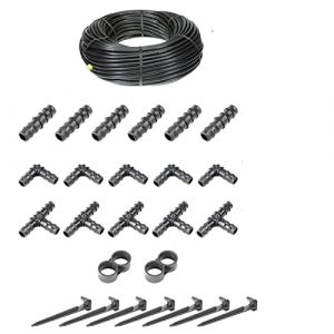 HaGa&reg; Kit d'irrigation - Tuyau goutte &agrave; goutte de 50 m - 16 mm sans compensation de pression avec accessoires - Tuyau d'arrosage de jardin (HaGa-Welt, neuf)