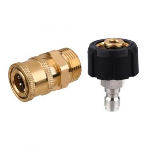 Gosknor 2pcs Adaptateur de Nettoyeur Haute Pression, M22-14mm &agrave; 1/4 Pouce Raccord Rapide Nettoyeur Haute Pression Kit de D&eacute;connexion Rapide pour Pompe de Tuyau de Nettoyeur Haute Pression (Beisong, neuf)