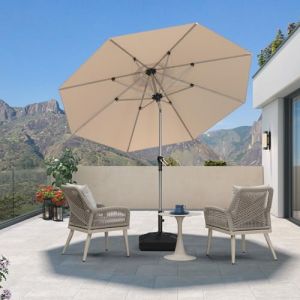 PURPLE LEAF Parasol de Jardin Extérieur Inclinable 2,7 m Rond, Parasol Droit avec Châssis en Aluminium Champagne, Parasol Balcon Toile UPF 50+ pour Jardin Terrasse Patio Piscine, Kaki (PURPLE LEAF, neuf)