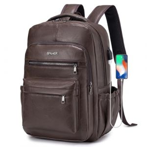 SPAHER Bagage Cabine 40x30x20 Wizzair Sac à Dos Cuir Voyage Cabine Avion Sac a Dos College Ecole Weekend Loisir Hommes Femmes Sac à Dos pour Ordinateur Portable 14 Pouces Etanche Bagage à Main Café (SPAHER GROUP-FR, neuf)