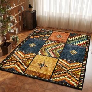Tapis carré marocain à poils courts antidérapant et lavable pour chambre à coucher, cuisine, salle de jeux, décoration d'intérieur, 120 x 120 cm (Nanyangsailaism, neuf)
