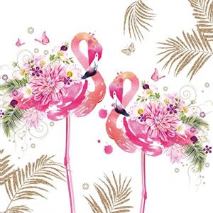 Kaxilu finemark Lot de 20 serviettes de table en papier, motif flamants roses en fleurs, animaux, d&eacute;coration de table 33 x 33 cm, blanc avec motif flamant rose multicolore, 1 couche, 1 pi&egrave;ce, moyen, (Malagro Versandhandel - Exp&eacute;dition depuis l'Allema, neu