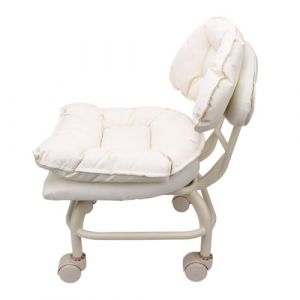 Yinhing Tabouret Roulant Bas avec Dossier en Cuir PU, Coussin Doux &agrave; 360 Degr&eacute;s, Chaise &agrave; Roulettes Courte, Design Blanc &eacute;l&eacute;gant, Id&eacute;al pour la Maison, le Bureau, le Salon et l'atelier et des (Kireina-eu, neuf)