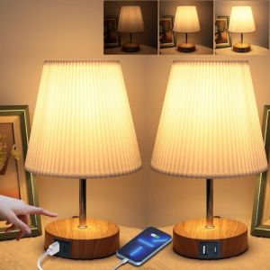 Lampe De Chevet Tactile: Lampe LED Dimmable Avec Contr&ocirc;le Tactile Ports USB A+C Abat-Jour En Tissu Pour Lecture Chambre Salon H&ocirc;tel Chambre D&rsquo;Enfant Moderne Et Fonctionnelle Avec Ampoule Incluse (HSLighting Direct, neuf)