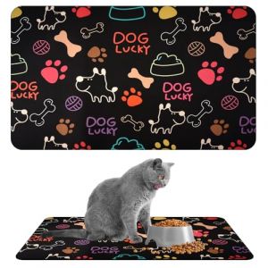 Tapis Gamelle Chien, 50x30 cm Tapis Gamelle Chat, Tapis Nourriture Chat, Tapis Gamelle Absorbant pour Chien, Tapis d'alimentation pour Chiens et Chats, Coussin Lavable Antid&eacute;rapant, Nettoyage Facile (XXBXEU, neuf)