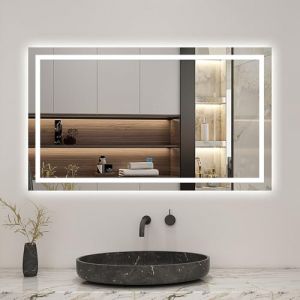 AICA Miroir Salle de Bain 120x80cm,3 Couleurs + dimmable + Anti-bu&eacute;e + m&eacute;moire, Miroir Lumineux (AICA  Sanitaire, neuf)
