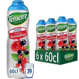 Teisseire Zéro Sucre, Sirop de Grenadine pour Boisson Rafraîchissante, Cocktails, Bidon 6x60cl (THE SIROP SHOP, neuf)