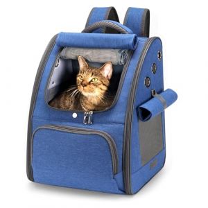 ALLSOPETS Sac Dos Chien Sac à Dos Pliable pour Animal de Compagnie pour Chien et Chat Sac de Transport Respirant avec Rideaux Anti-UV pour Voyage Randonnée Camping (Bleu Royal) (YONGYES TRADE LIMITED, neuf)