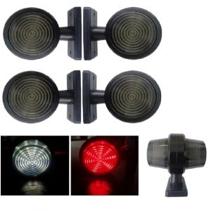 4 Feux de Gabarit et d’Encombrement LED 12V 24V Blanc Rouge Cabochon Fumé/Teinté Feux de Position Latéraux Coudé Court en Caoutchouc Camion Caravane Remorque Véhicule Agricole Utilitaire (JJ AUTOBITS, neuf)