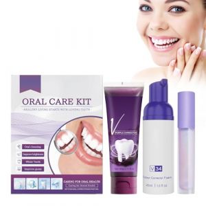 Kit De Soins Dentaires Avec Mousse Pour Les Dents, Dentifrice Et Peinture De Blanchiment Des Dents, Nettoie Doucement Les Dents, Blanchit Les Dents Et Rafra&icirc;chit L'haleine (XiaoF-EU, neuf)