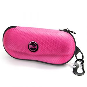 BLUPOND Étui à lunettes de soleil semi-rigide en EVA avec crochet de suspension en métal et clip de ceinture, rose, Medium (Nacnic, neuf)