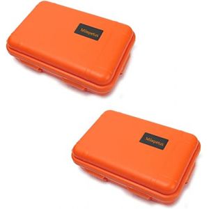 Milepetus Lot de 2 bo&icirc;tes de rangement en plastique de grande taille, bo&icirc;tes de survie &eacute;tanches et r&eacute;sistantes aux chocs pour ext&eacute;rieur, bo&icirc;tes de rangement herm&eacute;tiques (Orange, Petite) (Milepetus, neuf)